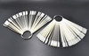 2 Sets 100 Tips Fan Shape White Plastic Nail Art Tips Display Polish Board Display Practice Sticks with Metal Split Ring