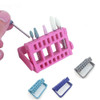 KOOBOOK 2Pcs 16 Holes Acrylic Nail Art Drill Bit Holder Exhibition Stand Organizer Nail Art Display Salon Gray
