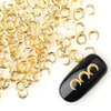 AKOAK 100 CountPack 3D Glitter Charm Nail Art Decoration Studs Japanese Rivet Style Mini Gold Alloy Moon Design Nail Sup