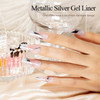 RARJSM Metallic Silver Gel Liner Nail Art 3D Mirror Chrome Effect Gel Nail Polish 8ml Build in Thin Brush Metal Painted