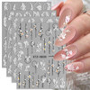 5D Spring Embossed Flower Nail Art Stickers 4 Sheets JMEOWIO Real SelfAdhesive Decals Floral Design Nail Decoration for