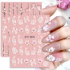5D Spring Embossed Flower Nail Art Stickers 4 Sheets JMEOWIO Real SelfAdhesive Decals Floral Design Nail Decoration for