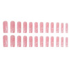 Foccna Square Press on Nails Long Pearl Pink Fake Nails Acrylic False NailsArtificial Nails for Women and Girls 24 pcs
