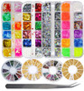 Lifextol Rhinestones for Crafting Chunky Glitter for Crafts and Rhinestones with Tweezers 4Set Fine Glitter with 4set Rh