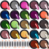 Duufin 22 Colors Nail Chrome Powder Metallic Nail Powder for Mirror Effect Nails Art Decoration with 22 Pcs Eyeshadow St