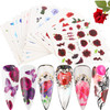24 Sheets Flowers Nail Art Stickers Water Transfer Decals Floral Butterfly Rose Nail Art Design Nails Supplies for Women