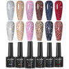 MIZHSE Reflective Glitter Gel Nail Polish Shimmery Gel Polish Set 10ml Sparkly Shiny Gel Soak Off UV LED Nail Art Varnis