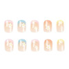 Hkanlre Square French Press on Nails Short Cute Fake Nails Acrylic Flower False Nails for Women and Girls 24PCS