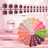 288 Pieces 12 Sets Short False Toe Nails Short Square Artificial Nail Tips Press on Glossy Toe Nails Solid Color Full Co
