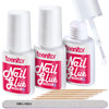 Teenitor Nail Glue for Press Ons 3 Pack Best Nail Glue for Gel Tips with Nail Files Super Strong Nail Glue for Broken Na