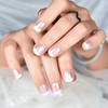 iMABC False Nails Short French Fake Nail Kit Set Thin Gel Acrylic Press On Nail Tips Full Cover Rose White Finger Art Ti