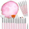 21 Pcs Nail Art Brushes Nail Art Tool Set Resin Palette Nail Art Painting Mixed Color 2 Way Acrylic Silicone Carving Pen