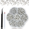 HINABTRU 2720 Pcs MultiShape Flatback Shiny Nail Gems Stones Crystal Rhinestones Nail Jewels Crystals Iridescent Clear A