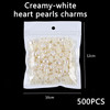 500 Pcs Creamywhite Pearls Heart Nail Charms Mixed Styles Flatback Heart Cute Assorted Pearls Heart Beads 3D Nail Art Ch