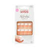 KISS Salon Acrylic French Tip Press On Nails Medium Size Square Shape Includes 28 Fake Nails Pink Gel Nail Glue 2g 1 Man