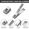 Mudder 6 Pcs Silver Large Nail Clippers Stainless Steel Ultra Sharp Sturdy Fingernail and Toenail Clipper Cutters Straig
