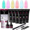 Makartt Jelly Poly Nail Gel Kit 6 Pastel Colors Builder Translucent Extension Base Top Coat Allinone Starter Kit