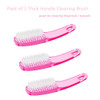 KLDKUST 3Pcs Nail Cleaning Brushes Thick Handle Hand Fingernail Clean Brush Manicure Tools Scrub Cleaning Brushes for To