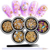 SILPECWEE 6 Boxes 3d Nail Rhinestones And Studs Gold Nail Rivets Set Nail Crystals Clear Nail Jewelry Decorations Manicu