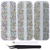 Massive Beads 6500pcs Flatback Glass Hotfix Iron On Rhinestones Crystal for DIY Making with 1 Tweezer 1 Picking Pen for
