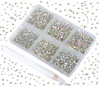 Bymitel 7200 Pieces 6 Mixed Sizes Glue Fix on Glass Rhinestones Round Crystal Gems Flatback for DIY Jewelry Making with