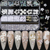 NAFIGO 3D Acrylic Butterfly Flowers Bear Nail Charms Art 3D AB Crystal Rhinestones Multi Shapes Pearl Gold Metal Art Dec