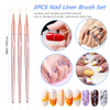 FULINJOY 3 Pcs Rose Gold Nail Art Liner Brushes Set UV Gel Acrylic Application Nail Pens Nail Art Designs Tools7mm9mm11m