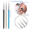 3PCS Nail Art Liner Brushes UV Gel Painting Acrylic Nail Design Nylon Brush Nail Painting Drawing Pens 7911mm
