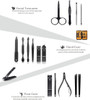 Keiby Citom Professional Stainless Steel Nail Clipper Travel Grooming Kit Nail Tools Manicure Pedicure Set of 15pcs with