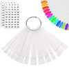 JASSINS 50 Pcs Nail Swatch Sticks with Ring and Numbered Tips Clear Fanshaped Display for Nail Art Polish Practice