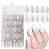 LoveOurHome 240pc Kids Short Coffin Press on Nails Matte White Ballerina Fake Nails Full Cover Colored Artificial Finger