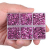 LPBeads 6400 Pieces Hotfix Rhinestones Pink Flat Back 5 Mixed Sizes Crystal Round Glass Gems with Tweezers and Picking R