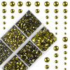 4000Pcs Mixed Size Hot Fix Round Crystals Gems Glass Stones Hotfix Flat Back Rhinestones Olivine