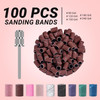 MelodySusie 100 Pcs Professional Sanding Bands Nail Manicure 180 Grit File Sand Piece Set For Nail Drill Bits