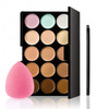 Concealer Palette 15 Colors Makeup Palette Facial Camouflage Contour Palette with Sponge Puff Oval Makeup Brush Beauty M