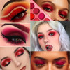 Afflano Red Eyeshadow Palette Makeup Ultra Pigmented and Blending Bright Dark Hot True Red Black Eye Shade 12 Color Crue