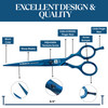 Professional Hair Cutting Scissors 55 Razor Edge Japanese Stainless Steel Barber Scissors Hair Scissor with 2 Combs Scis