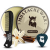 Striking Viking Mustache Wax Kit with Comb 2 Oz Vanilla Strong Hold Mustache Grooming Kit for Men VanillaScented Wax Com