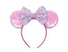 Love Fairy Lovely Ins Style Sequins Mouse Ears Headband Bowknot Hair Hoop for Travel Party Festivals Pink