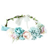 Vivivalue Adjustable Flower Headband Women Floral Crown Hair Wreath Floral Headpiece Halo Boho with Ribbon Wedding Party