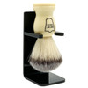 Parker Synthetic Shaving Brush with Faux Cream Handle Stand Included
