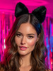 Catery Black Cat Ears Headband Halloween Fuzzy Cat Ears for Women
