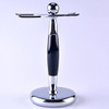 SANWA Deluxe Stainless Steel Shaving Brush Stand Holder for Razor Brush Weighted Base Black Handle