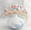 YOVECATHOU Tiara Butterfly Princess Crown Gold Pearl Headband Rhinestone Hairpiece for Halloween Costume Wedding Bridal