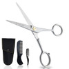 Ontaki Beard Mustache Trimming Scissors 5Inch Silver Pack of 1 Mustache Care Kit with Travel Comb Compact Travel Pouch G