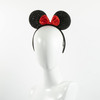 CHuangQi Mouse Ears Headband for Boys and Girls Birthday Party or Celebrations Solid Black and Red Bow 12pcs