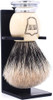 Parker Pure Badger Shaving Brush with Faux Ivory Chrome Handle Stand 22mm Knot for Rich Lather Handcrafted Shaving Tool