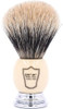 Parker Pure Badger Shaving Brush with Faux Ivory Chrome Handle Stand 22mm Knot for Rich Lather Handcrafted Shaving Tool