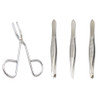 Luxxii 1 Pcs Scissors Shaped Eyebrow Straight Tip 3 Pcs Tweezers Clip Set Flat Slant Point Tip Tweezers Hair Plucker for