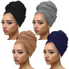 Kachanaa 4 Pieces African Turbans Head Wraps Jersey for Black Women Stretch Scarf Urban Long Solid Color Breathable Soft